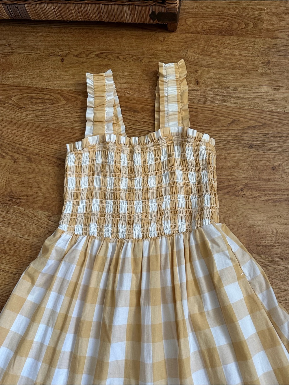 Abercrombie & Fitch Yellow Gingham Smocked Maxi Dress S - Picture 3 of 16